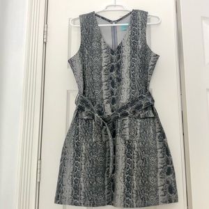 JUDITH MARCH Platinum Python Snake Print Empire Dress | Size Small